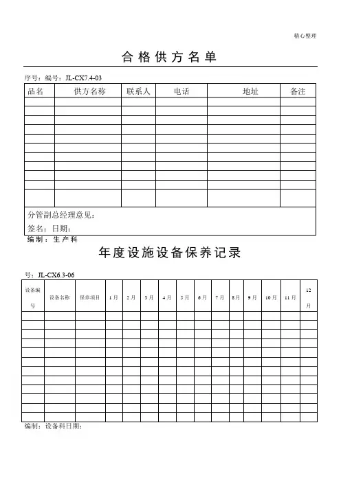 合格供方名单