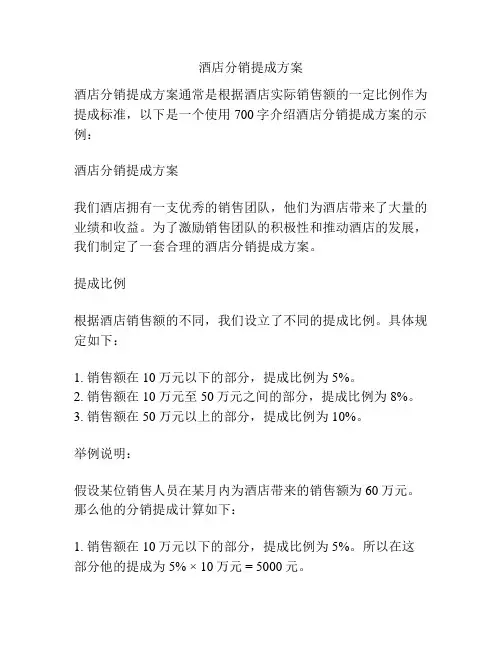 酒店分销提成方案
