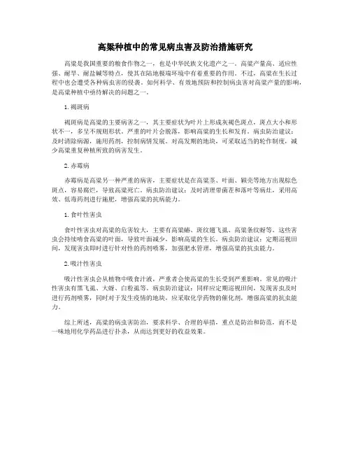 高粱种植中的常见病虫害及防治措施研究