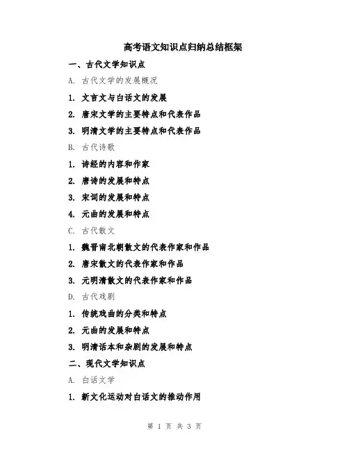 高考语文知识点归纳总结框架