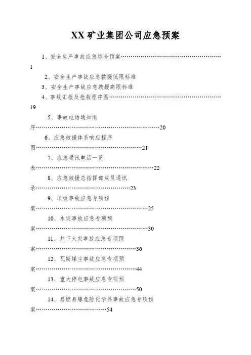 XX矿业集团公司应急预案