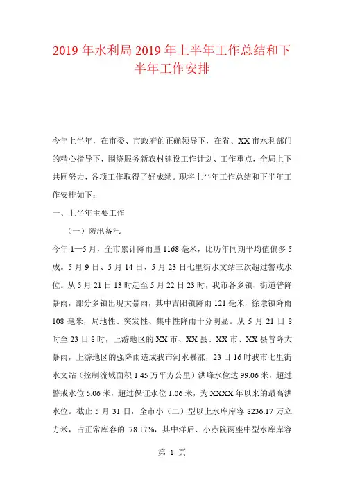 2019年水利局2019年上半年工作总结和下半年工作安排-8页精选文档