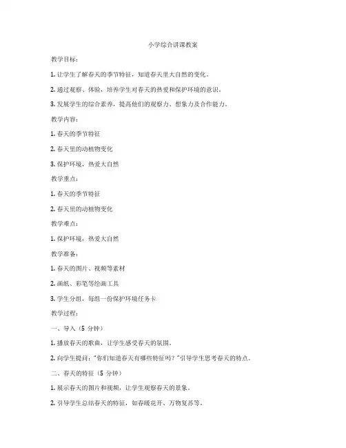 小学综合讲课教案