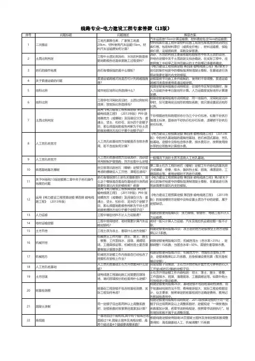 线路专业-电力建设工程专家答疑(13版定额)