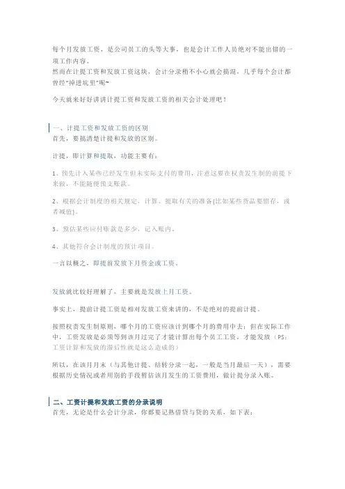 应付职工薪酬计提、发放分录详解