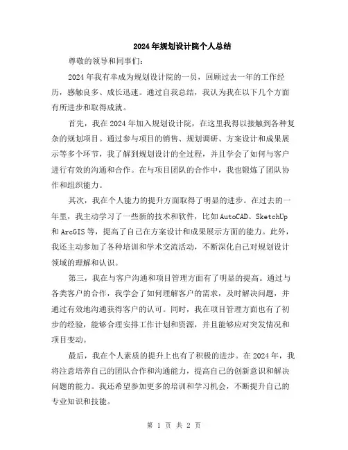 2024年规划设计院个人总结