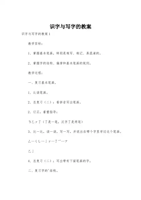 识字与写字的教案