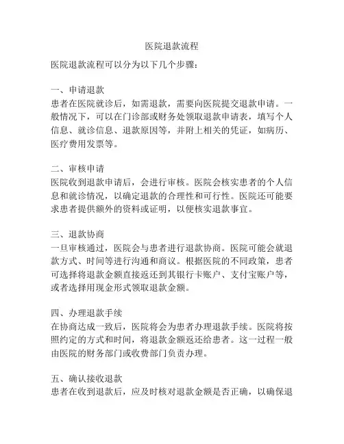 医院退款流程