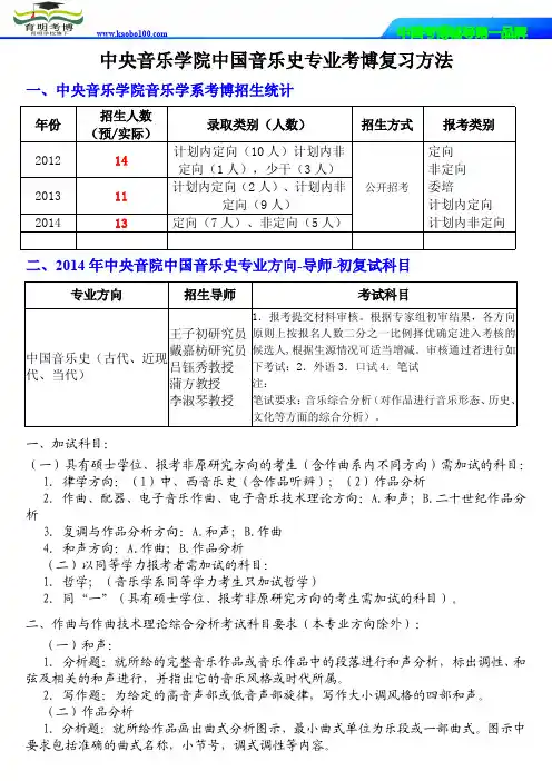 中央音乐学院音乐学系中国音乐史专业专业考博报录比-复习重点-参考书-分数线-育明考博