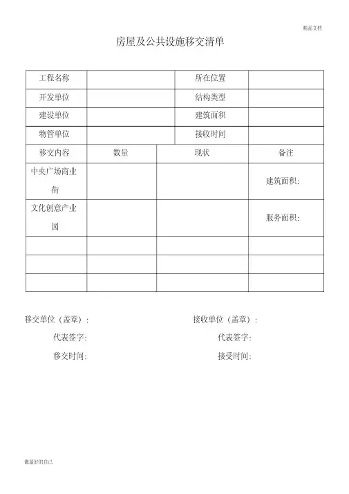 物业移交表格(全套)