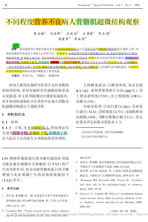 不同程度营养不良病人骨骼肌超微结构观察