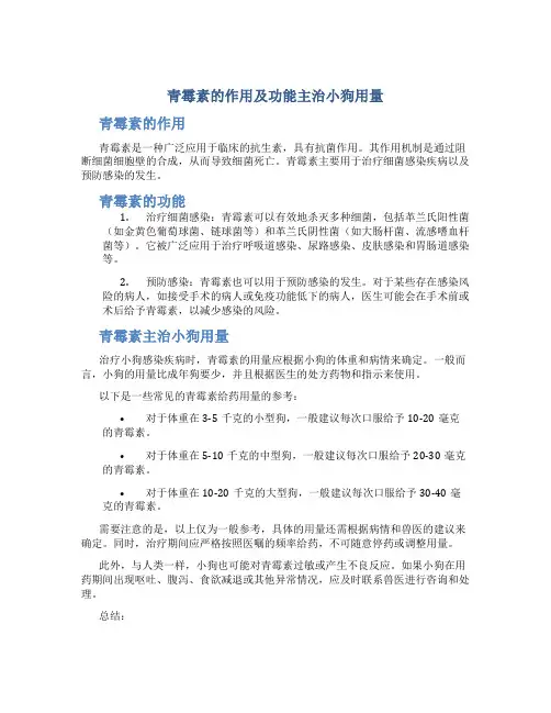 青霉素的作用及功能主治小狗用量