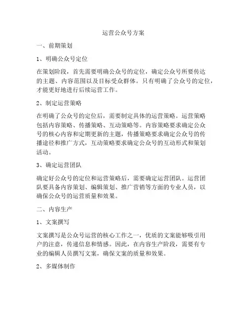 运营公众号方案