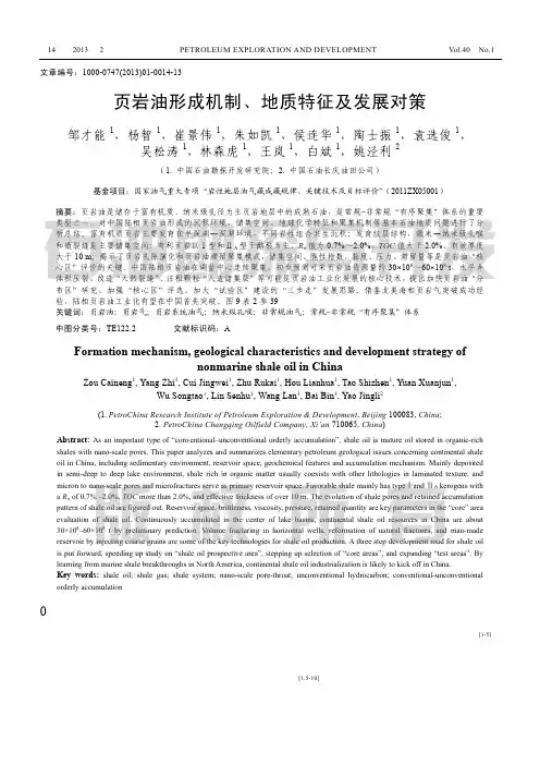 页岩油形成机制、地质特征及发展对策