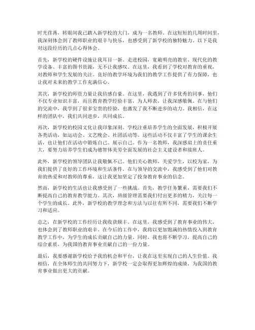 教师新学校感受心得体会