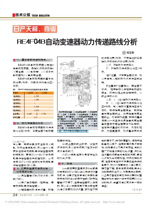 日产天籁_奇骏RE4F04B自动变速器动力传递路线分析
