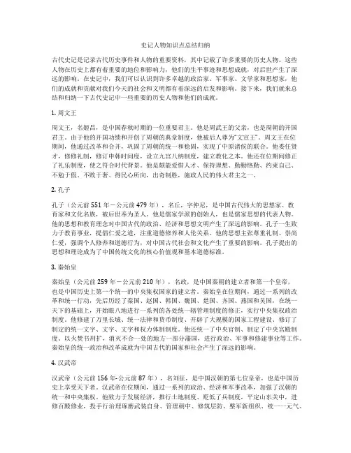 史记人物知识点总结归纳