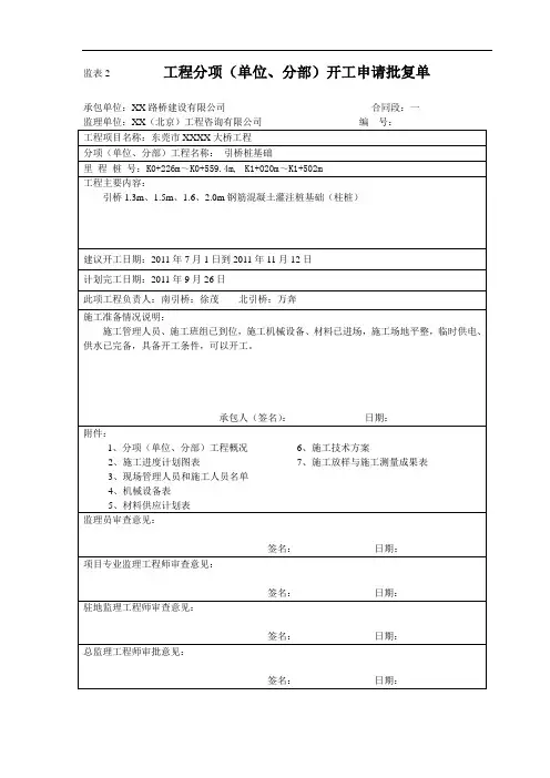 桩基开工报告