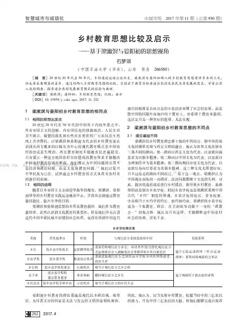 乡村教育思想比较及启示———基于梁漱溟与晏阳初的思想视角