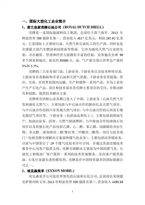 国际大型化工企业简介