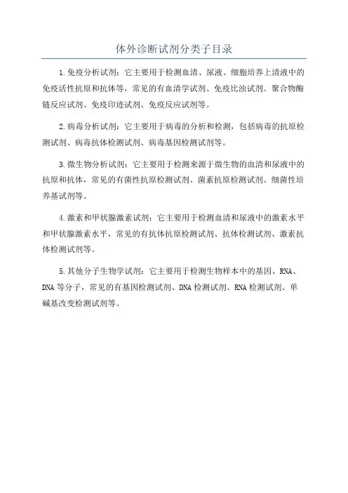 体外诊断试剂分类子目录