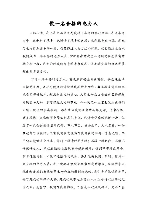 做一名合格的电力人