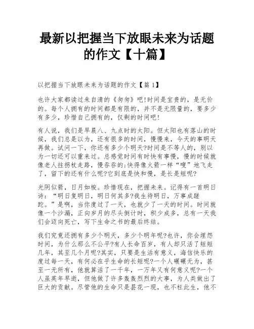 最新以把握当下放眼未来为话题的作文【十篇】
