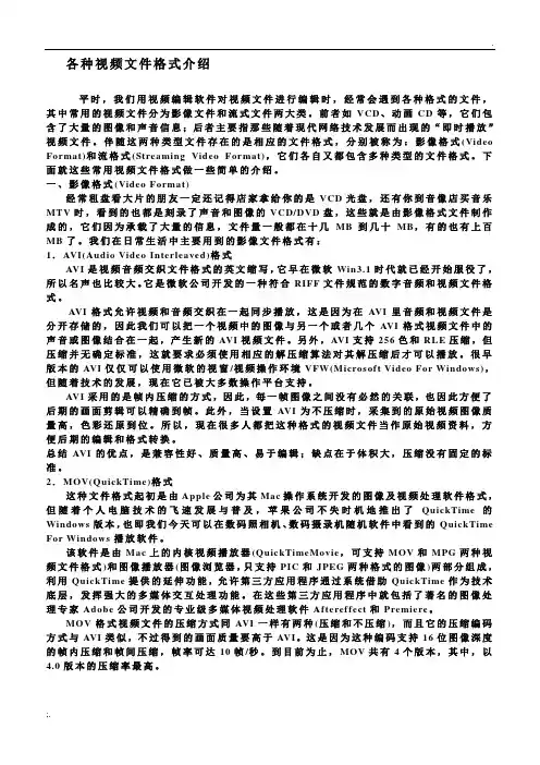 各种视频文件格式介绍