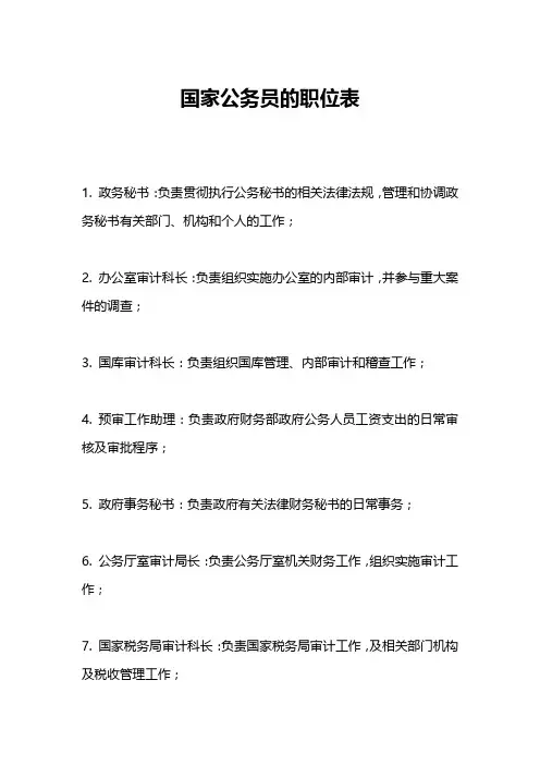 国家公务员的职位表