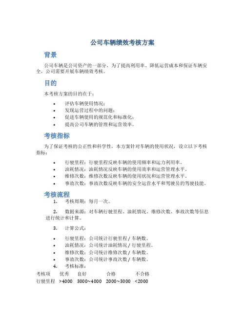 公司车辆绩效考核方案