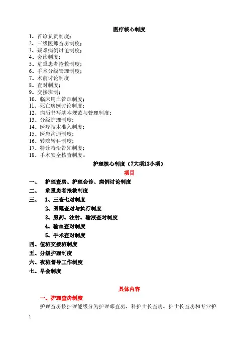 护理核心制度学习-7大项13小项(1)