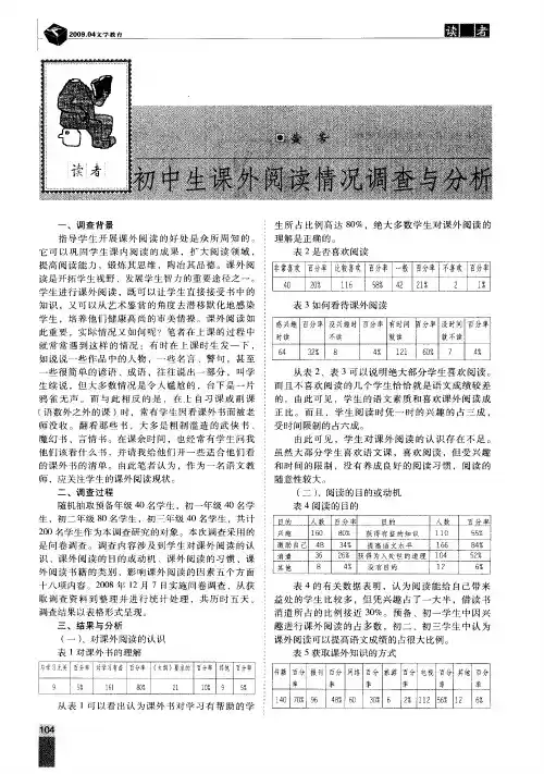 初中生课外阅读情况调查与分析