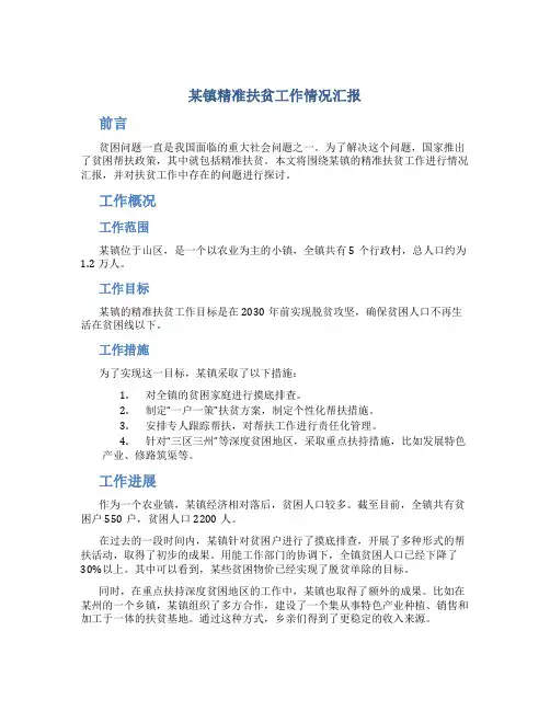 某镇精准扶贫工作情况汇报