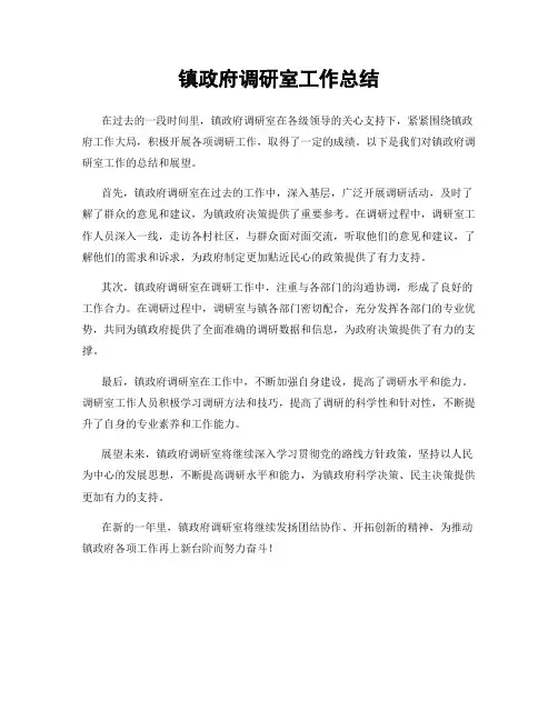 镇政府调研室工作总结