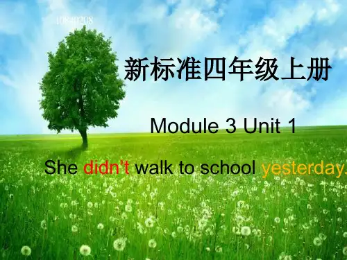 四年级上册英语课件- Module3 Unit1 She didn’t walk to school yesterday.外研社(一起)(共17张PPT)