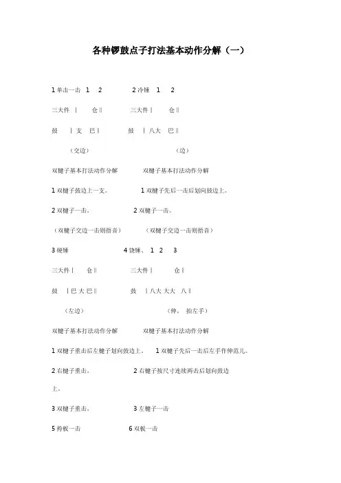 各种锣鼓点子打法基本动作分解