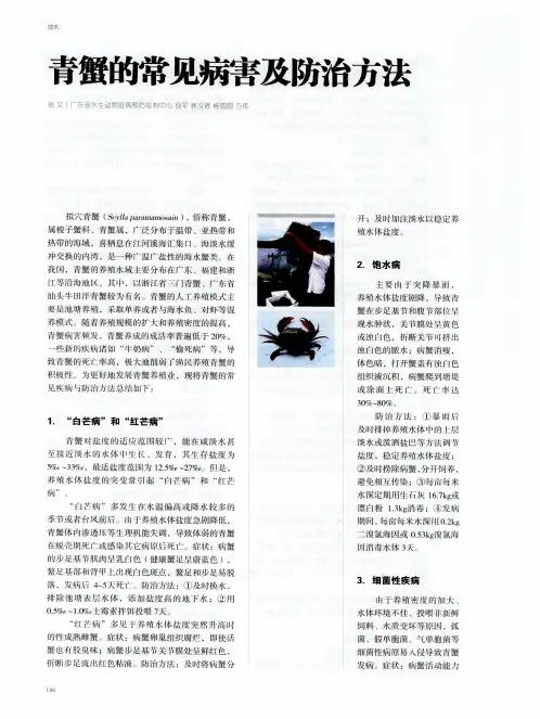 青蟹的常见病害及防治方法