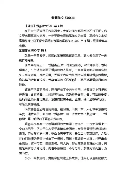 【精选】紫藤作文500字4篇