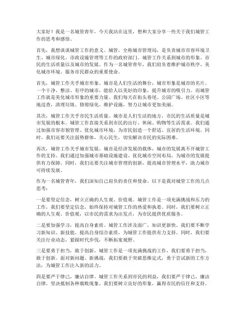 城管青年说演讲稿三分钟