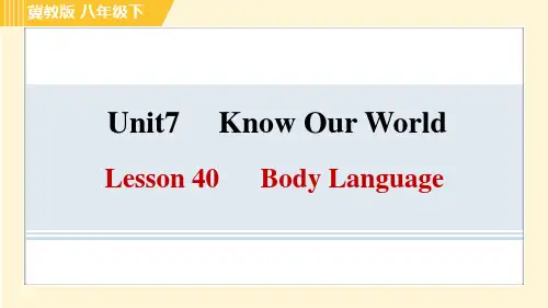 冀教版八年级下册英语 Unit7 Lesson 40 Body Language 习题课件