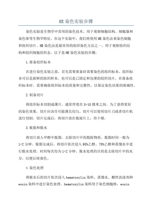 HE染色实验步骤
