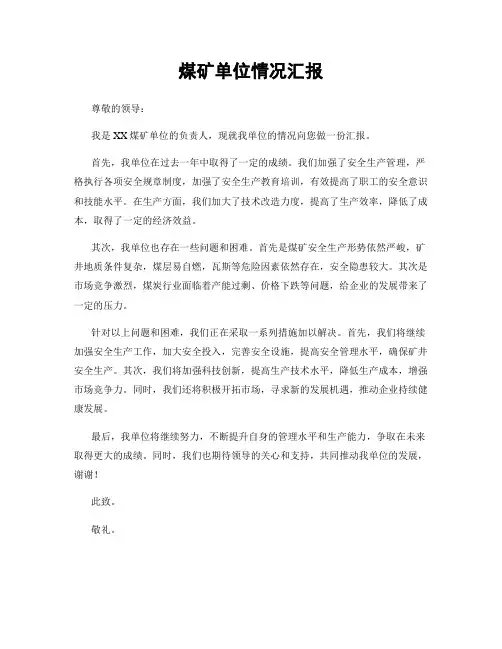 煤矿单位情况汇报
