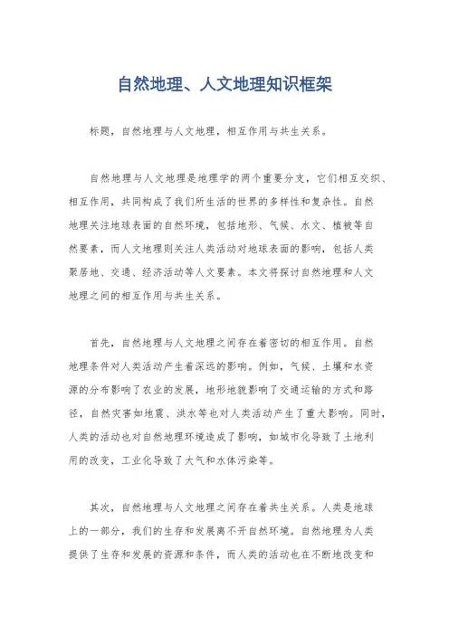 自然地理、人文地理知识框架