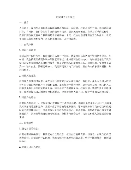 哲学自查自纠报告