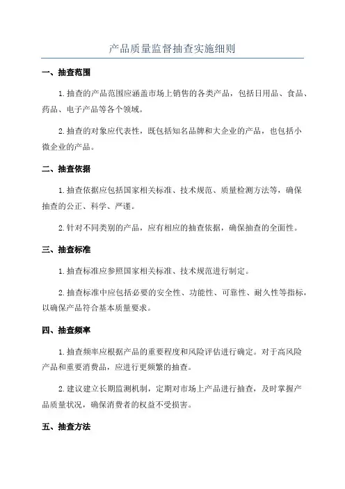 产品质量监督抽查实施细则