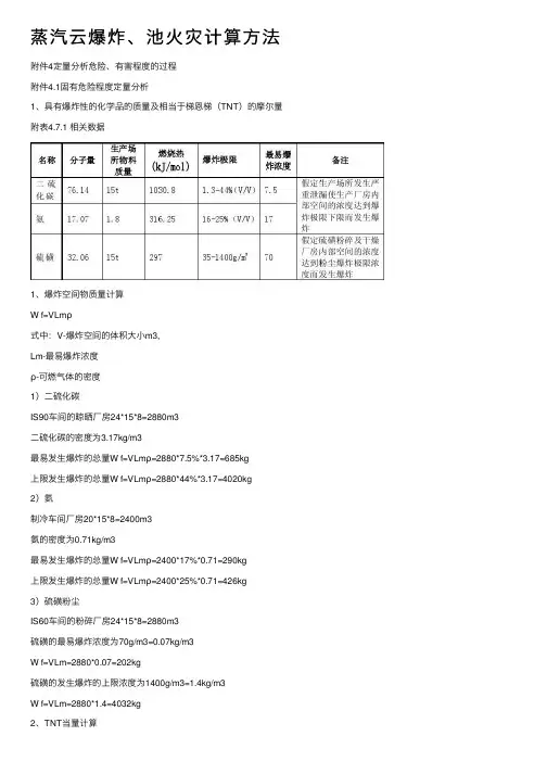 蒸汽云爆炸、池火灾计算方法
