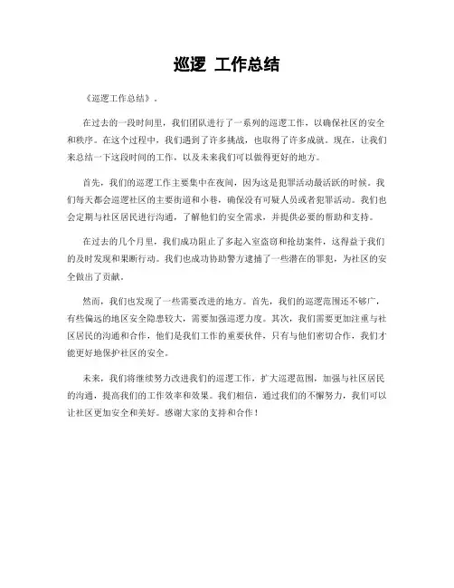 巡逻 工作总结