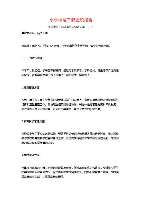 小学中层干部述职报告2篇