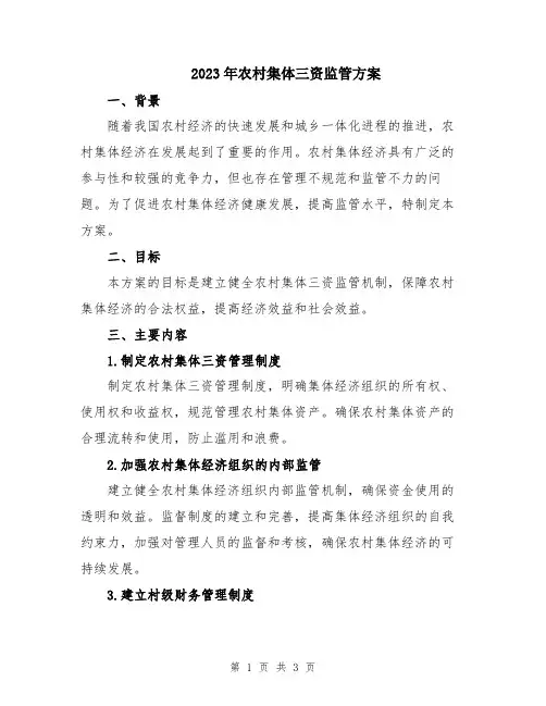 2023年农村集体三资监管方案