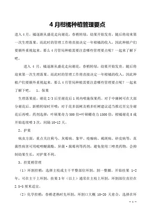 4月柑橘种植管理要点